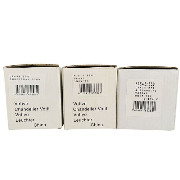 (3) Vintage Votives Studio Nova Candleholders Christmas Town Snowman New NIB - Picture 10 of 11
